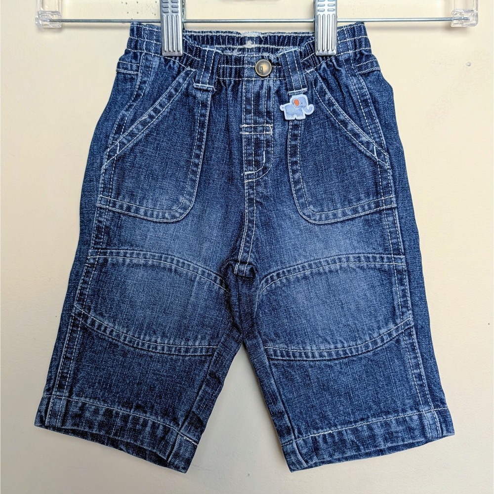 Vintage Gymboree Elephant 2005 Denim Double Knee Blue Jeans Infant 3-6 months‎